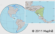 Savanna Style Location Map of Nicaragua, gray outside