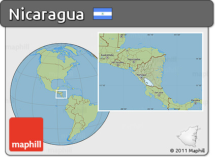 Savanna Style Location Map of Nicaragua, hill shading inside