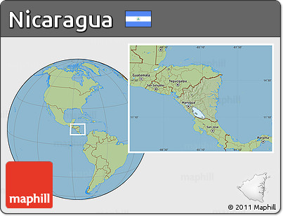 Savanna Style Location Map of Nicaragua, hill shading inside