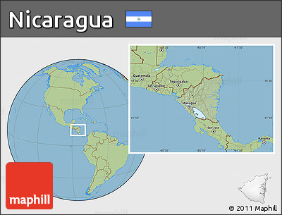Savanna Style Location Map of Nicaragua, hill shading inside