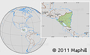 Savanna Style Location Map of Nicaragua, lighten, desaturated