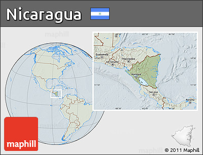 Savanna Style Location Map of Nicaragua, lighten, hill shading