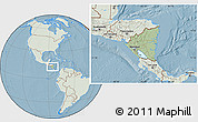 Savanna Style Location Map of Nicaragua, lighten, land only, hill shading