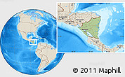 Savanna Style Location Map of Nicaragua, shaded relief outside