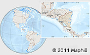 Shaded Relief Location Map of Nicaragua, lighten