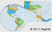 Shaded Relief Location Map of Nicaragua, political outside