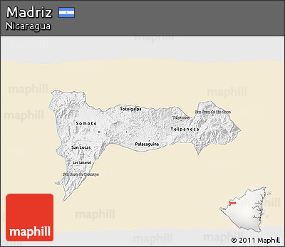 Classic Style 3D Map of Madriz, single color outside