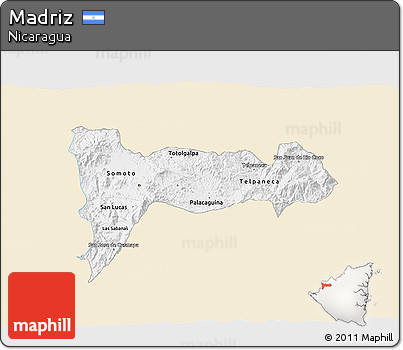 Classic Style 3D Map of Madriz, single color outside
