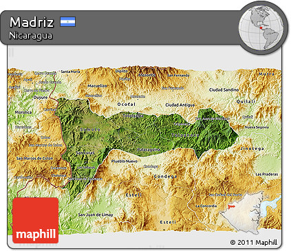 Satellite 3D Map of Madriz, physical outside