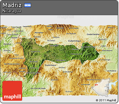 Satellite 3D Map of Madriz, physical outside