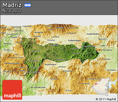 Satellite 3D Map of Madriz, physical outside