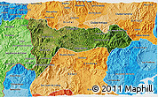 Satellite 3D Map of Madriz, political shades outside