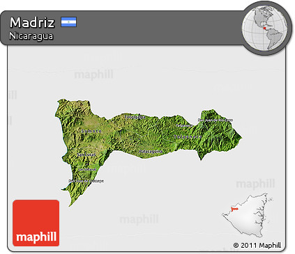 Satellite 3D Map of Madriz, single color outside