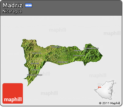 Satellite 3D Map of Madriz, single color outside