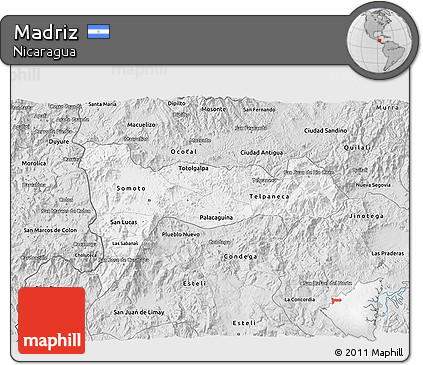 Silver Style 3D Map of Madriz