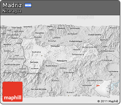 Silver Style 3D Map of Madriz