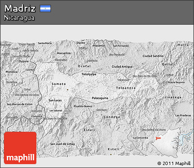 Silver Style 3D Map of Madriz