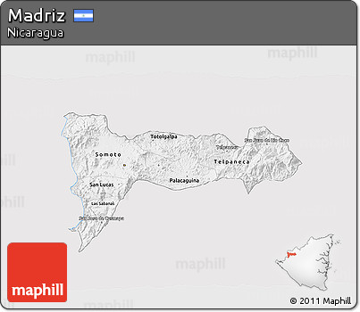 Silver Style 3D Map of Madriz, single color outside