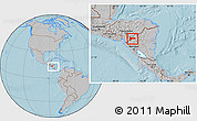 Gray Location Map of Madriz, within the entire country, hill shading