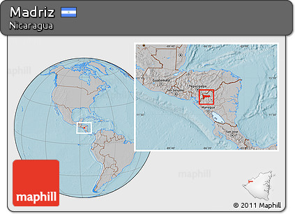 Gray Location Map of Madriz, hill shading