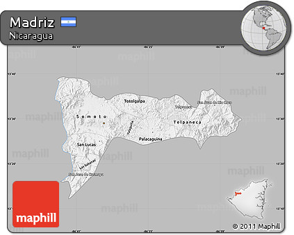 Gray Map of Madriz, single color outside