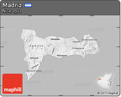 Gray Map of Madriz, single color outside