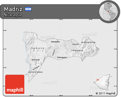 Silver Style Map of Madriz, single color outside