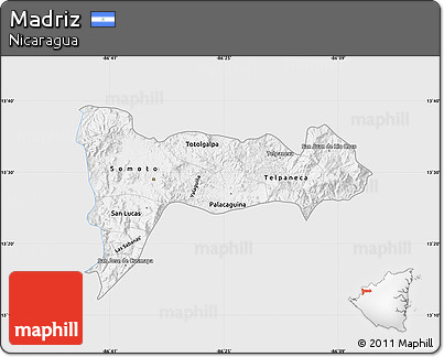 Silver Style Map of Madriz, single color outside