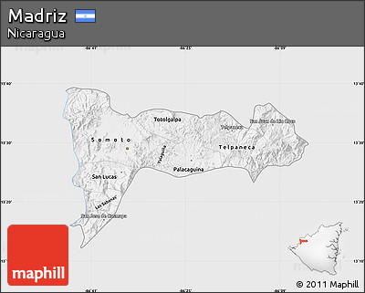 Silver Style Map of Madriz, single color outside