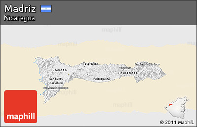Classic Style Panoramic Map of Madriz, single color outside