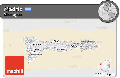Classic Style Panoramic Map of Madriz, single color outside