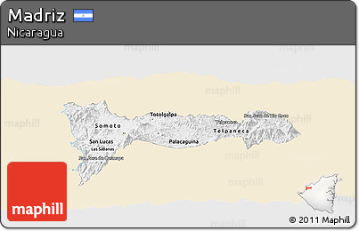 Classic Style Panoramic Map of Madriz, single color outside