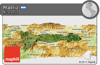Satellite Panoramic Map of Madriz, physical outside