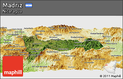 Satellite Panoramic Map of Madriz, physical outside