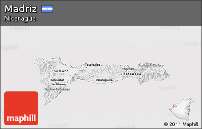 Silver Style Panoramic Map of Madriz, single color outside