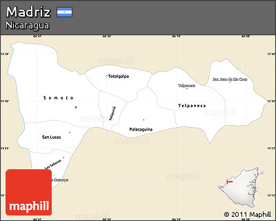 Classic Style Simple Map of Madriz, single color outside