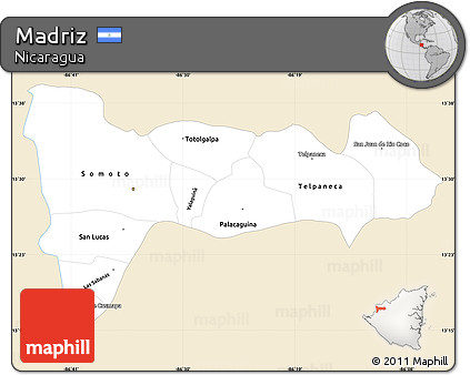 Classic Style Simple Map of Madriz, single color outside