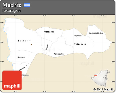 Classic Style Simple Map of Madriz, single color outside