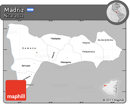 Gray Simple Map of Madriz, single color outside
