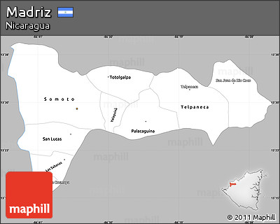 Gray Simple Map of Madriz, single color outside