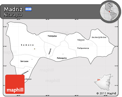 Silver Style Simple Map of Madriz, cropped outside