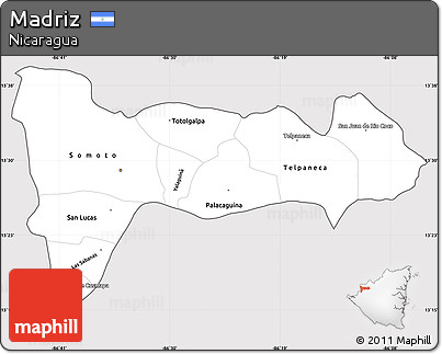 Silver Style Simple Map of Madriz, cropped outside