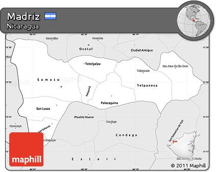 Silver Style Simple Map of Madriz