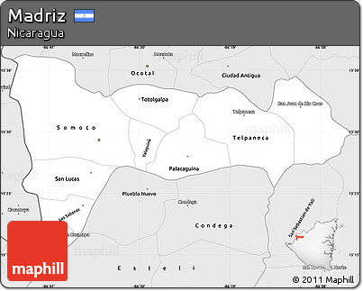 Silver Style Simple Map of Madriz