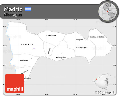 Silver Style Simple Map of Madriz, single color outside