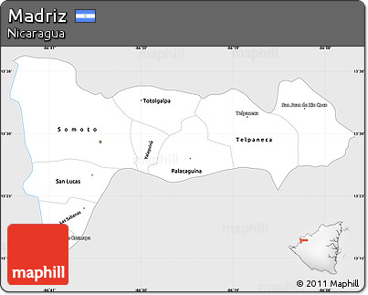 Silver Style Simple Map of Madriz, single color outside