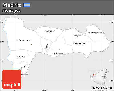 Silver Style Simple Map of Madriz, single color outside