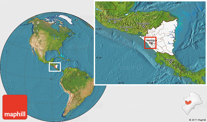 Satellite Location Map of Mateare, highlighted country