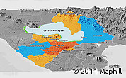 Political Panoramic Map of Managua, desaturated
