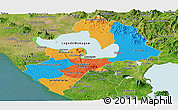 Political Panoramic Map of Managua, satellite outside